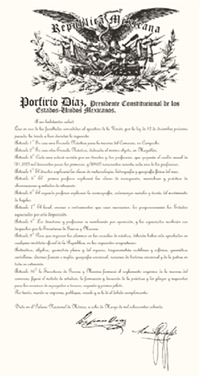 Documento. Porfirio Díaz